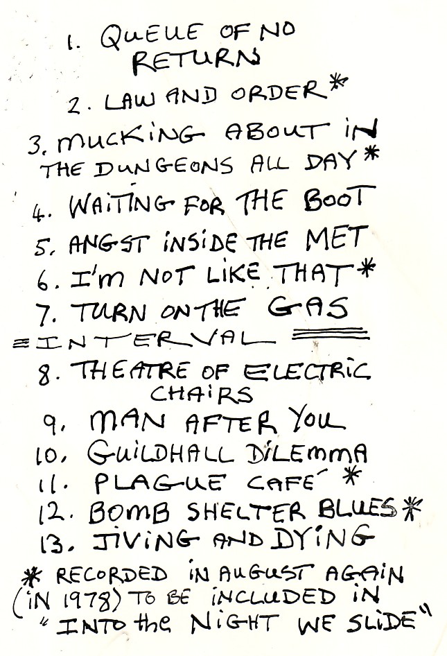 Radio Rats Live at The Market Theatre, Johannesburg, 18 June 1978